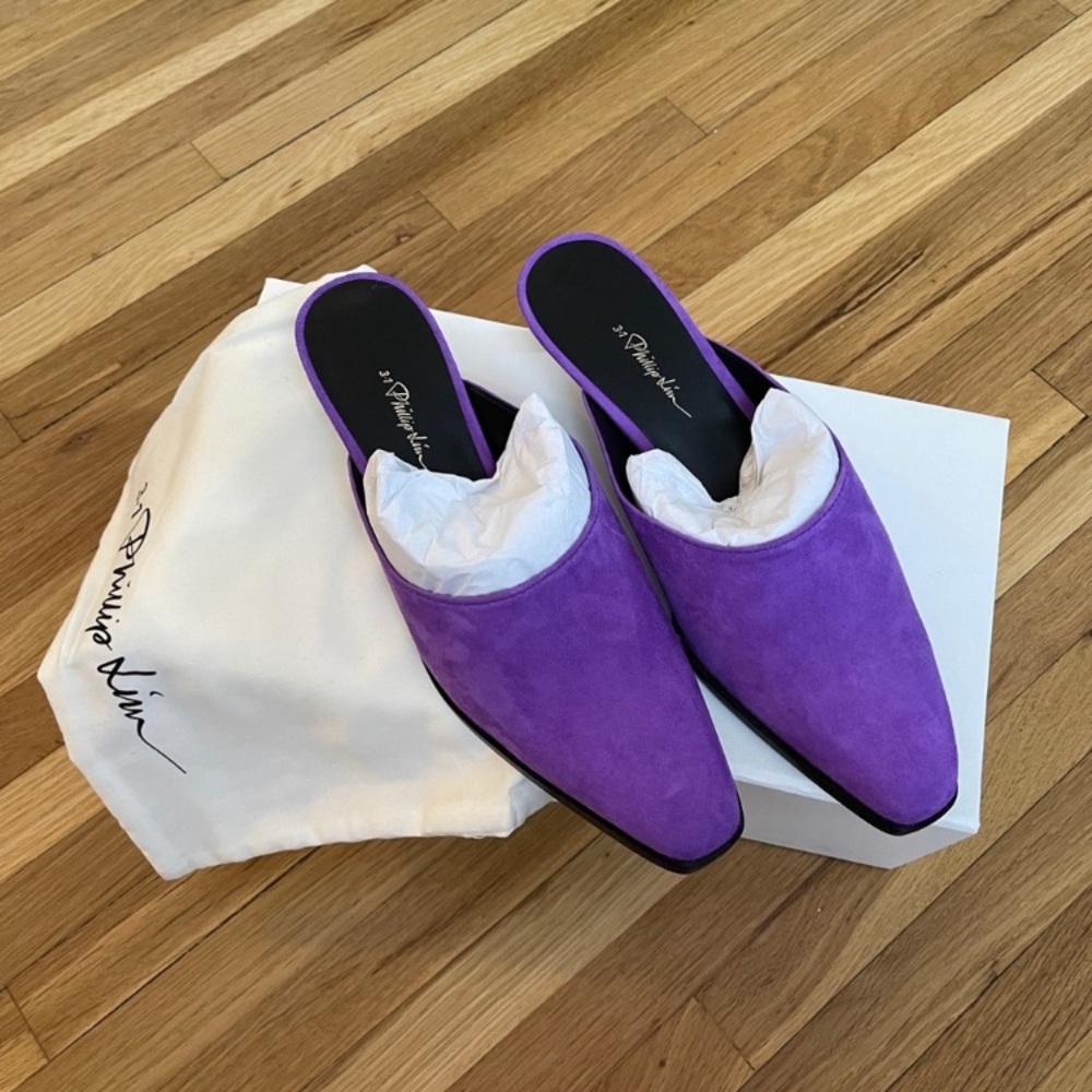Phillip Lim purple suede Agatha mules